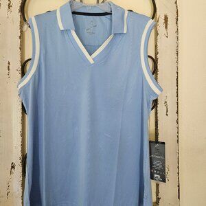 HEAD GOLF - Sleeveless Women`s Blue with White Trim Polo Golf Shirt XL